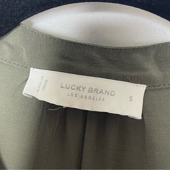 LUCKY BRAND / olive army green floral embroidered peasant popover blouse / S - Picture 5 of 7